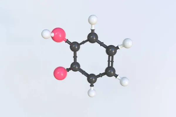 Pyrocatechol molecuul gemaakt met ballen, wetenschappelijk moleculair model. 3D-weergave — Stockfoto