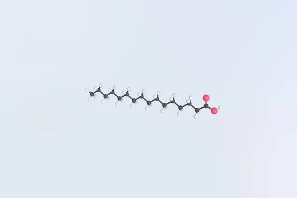 Молекула пальмитиновой кислоты, сделанная из шариков, изолированная молекулярная модель. 3D рендеринг — стоковое фото