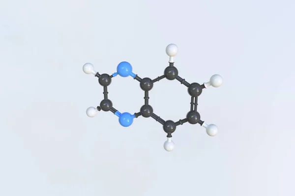 Quinoxaline molekülü, bilimsel moleküler model. 3B görüntüleme — Stok fotoğraf