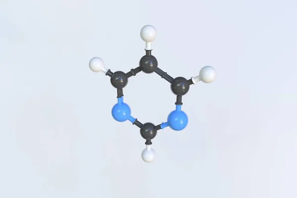 Molécule de pyrimidine, modèle moléculaire isolé. rendu 3D — Photo