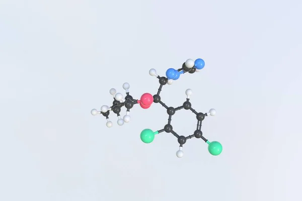 Molekula propikonazolu, izolovaný molekulární model. 3D vykreslování — Stock fotografie