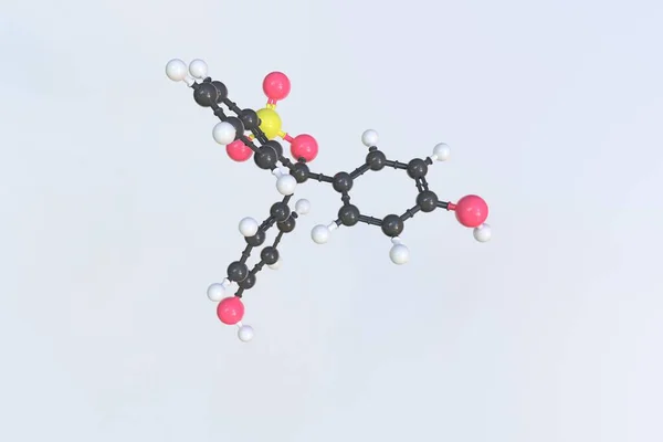 Phenolrotes Molekül, isoliertes molekulares Modell. 3D-Rendering — Stockfoto