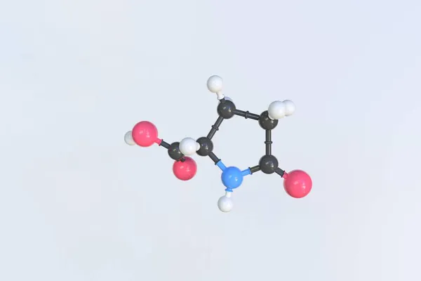 Πυρογλουταμικό οξύ μόριο κατασκευασμένο με μπάλες, επιστημονικό μοριακό μοντέλο. 3D απόδοση — Φωτογραφία Αρχείου