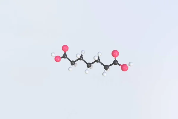 Molekül der Pimelsäure, isoliertes molekulares Modell. 3D-Rendering — Stockfoto
