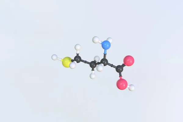 Homocysteinová molekula, izolovaný molekulární model. 3D vykreslování — Stock fotografie