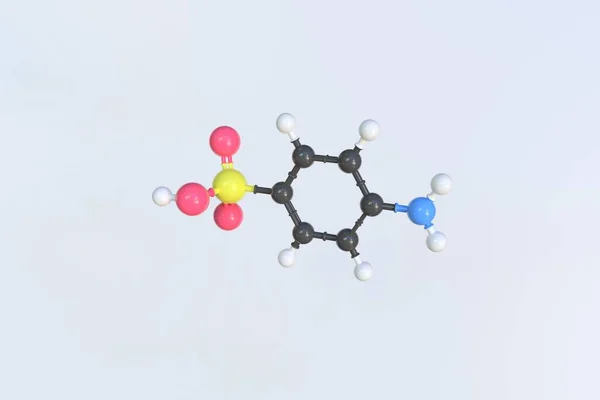 Molécula de ácido sulfanílico, modelo molecular científico, looping animação 3d — Fotografia de Stock