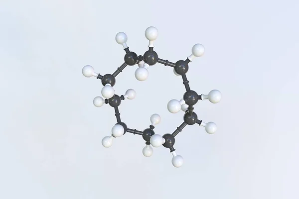 Molecule of cyclodecane, isolated molecular model. 3D rendering — Stock Photo, Image
