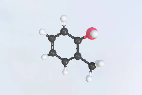 Molécula de cresol, modelo molecular aislado. Renderizado 3D —  Fotos de Stock