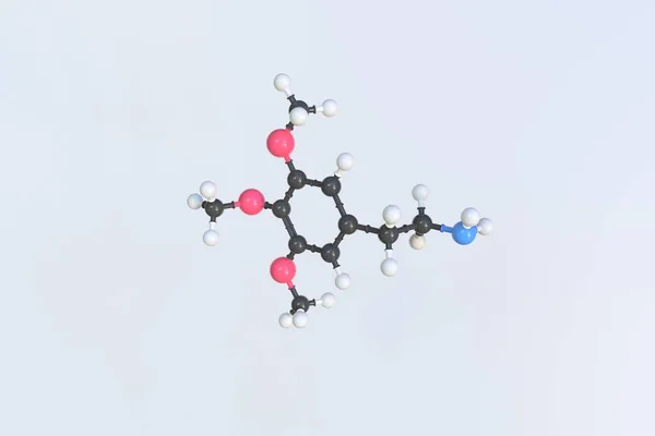 Molécule de mescaline, modèle moléculaire scientifique, animation 3D en boucle — Photo