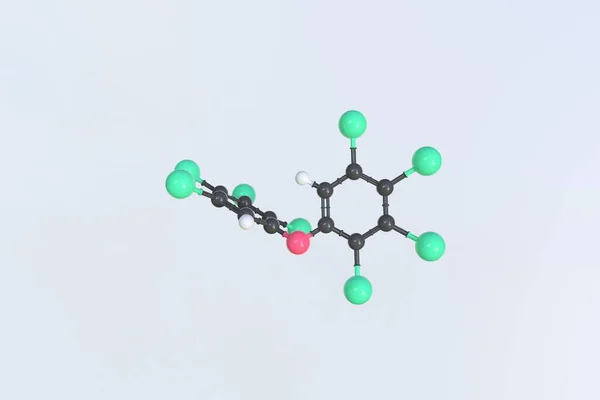 Molécula de éter de octabromodifenilo hecha con bolas, modelo molecular aislado. Renderizado 3D —  Fotos de Stock
