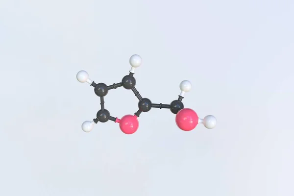 Furfurylalcoholmolecuul, geïsoleerd moleculair model. 3D-weergave — Stockfoto