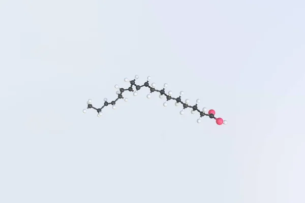 Молекула линоленовой кислоты, научная молекулярная модель, трехмерная анимация — стоковое фото