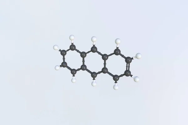 Molekuła antracenu, izolowany model molekularny. Renderowanie 3D — Zdjęcie stockowe