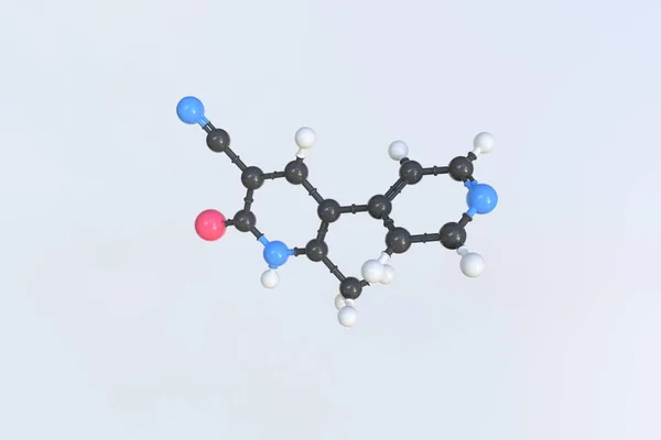 Milrinone分子是用球做成的，科学的分子模型。3D渲染 — 图库照片