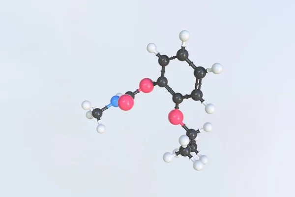Молекула propoxur, ізольована молекулярна модель. 3D візуалізація — стокове фото