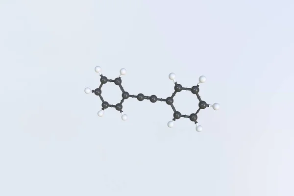 Molekuła difenyloacetylenu, izolowany model molekularny. Renderowanie 3D — Zdjęcie stockowe