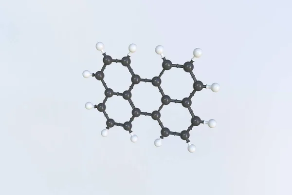 Perylen-Molekül aus Kugeln, wissenschaftliches Molekularmodell. 3D-Rendering — Stockfoto