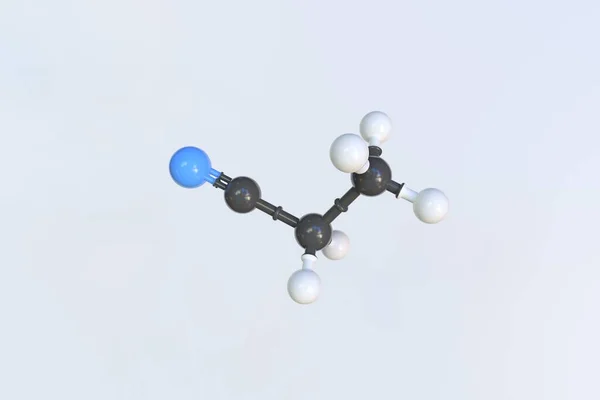 Molécula de propionitrilo, modelo molecular aislado. Renderizado 3D —  Fotos de Stock