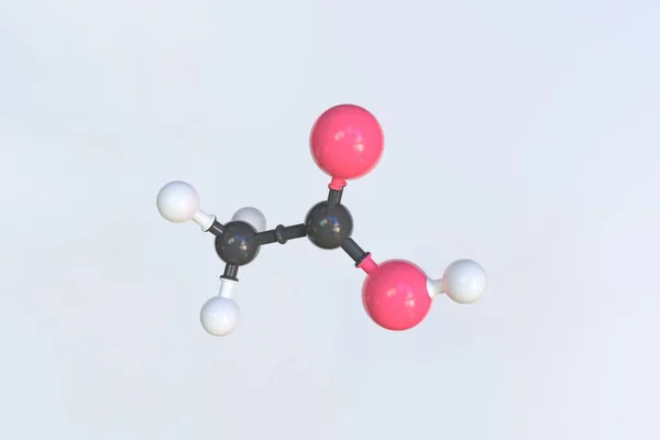 Μόριο οξικού οξέος. Μεμονωμένο μοριακό μοντέλο, 3D απόδοση — Φωτογραφία Αρχείου