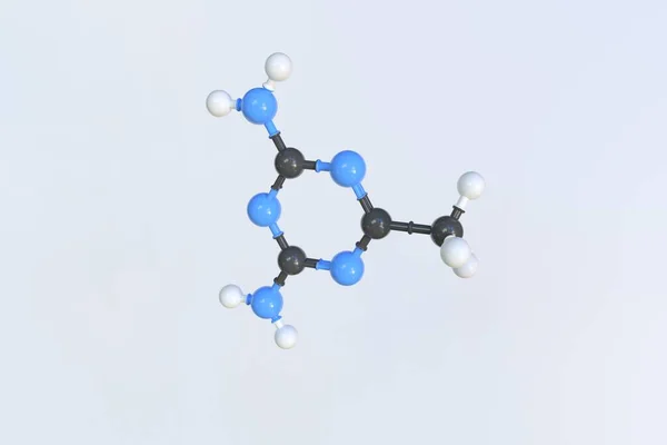 Молекула ацетогуанамина, изолированная молекулярная модель. 3D рендеринг — стоковое фото
