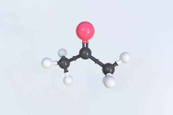 Molécula de acetona, modelo molecular aislado. Renderizado 3D — Foto de Stock