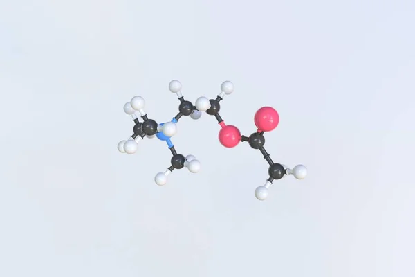 Молекула ацетилхолина. Изолированная молекулярная модель. 3D рендеринг — стоковое фото