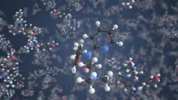 Cząsteczka piryloaminy zrobiona z kulek, odizolowany model molekularny. Pętla animacji 3D lub tło ruchu — Wideo stockowe