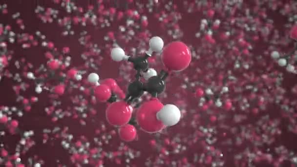 丙酮酸分子分子，分离分子模型。循环3D动画或运动背景 — 图库视频影像
