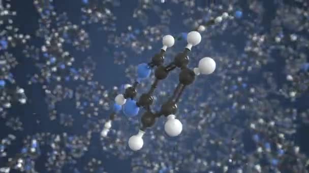 Quinazolinemolecuul, wetenschappelijk moleculair model, lussen van 3D-animatie — Stockvideo