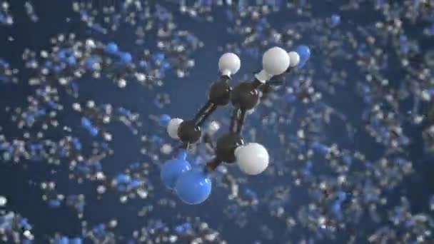 Piridazin molekula, izolált molekuláris modell. Looping 3D animáció vagy mozgás háttér — Stock videók