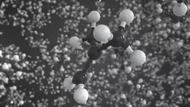 Molecola di poliisobutilene realizzata con palline, modello molecolare scientifico. Looping animazione 3D o sfondo di movimento — Video Stock