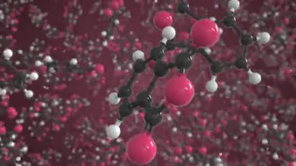 Ftalik anhidrat molekülü, izole edilmiş moleküler model. 3B canlandırma veya hareket arkaplanı döngüsü — Stok video