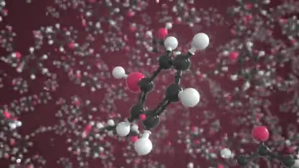 Μοριακό κύτταρο φαινόλης, απομονωμένο μοριακό μοντέλο. Looping 3D animation ή φόντο κίνησης — Αρχείο Βίντεο
