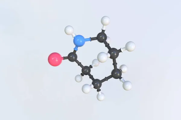Molecola di caprolattame, modello molecolare isolato. Rendering 3D — Foto Stock
