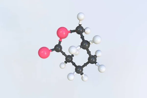 Caprolacton-Molekül. Isoliertes molekulares Modell. 3D-Rendering — Stockfoto