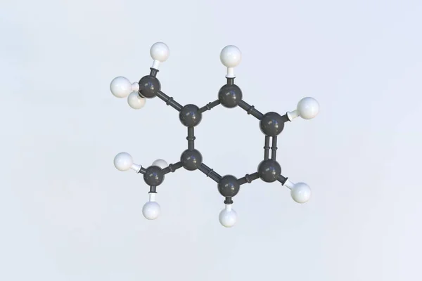 Molécula de xileno hecha con bolas, modelo molecular aislado. Renderizado 3D —  Fotos de Stock