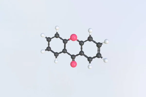 Молекула ксантона, сделанная из шаров, научная молекулярная модель. 3D рендеринг — стоковое фото