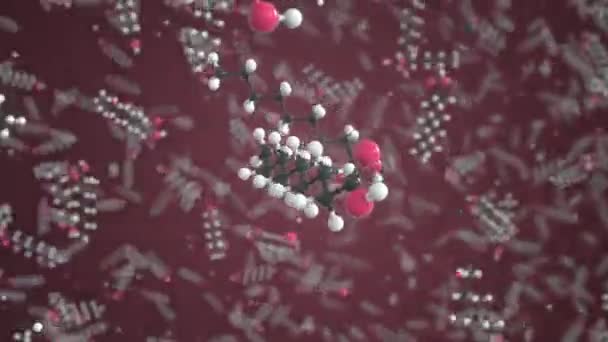 Molécula de ácido pelargónico, modelo molecular aislado. Looping animación en 3D o fondo de movimiento — Vídeo de stock
