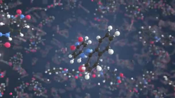 Molécule rouge para, modèle moléculaire scientifique, animation 3D en boucle — Video