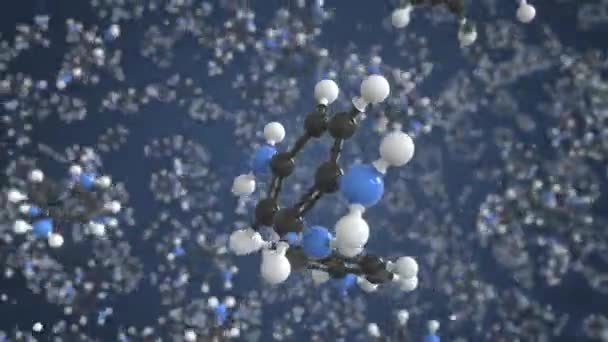 P-phenylenediamine molekülü, toplardan yapılmış, izole edilmiş moleküler model. 3B canlandırma veya hareket arkaplanı döngüsü — Stok video