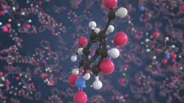 P-Nitro-Benzaldehyd-Molekül aus Kugeln, isoliertes Molekularmodell. Looping 3D Animation oder Bewegungshintergrund — Stockvideo