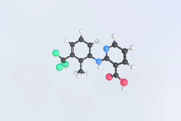 Fluxin molekülü, izole edilmiş moleküler model. 3B görüntüleme — Stok fotoğraf