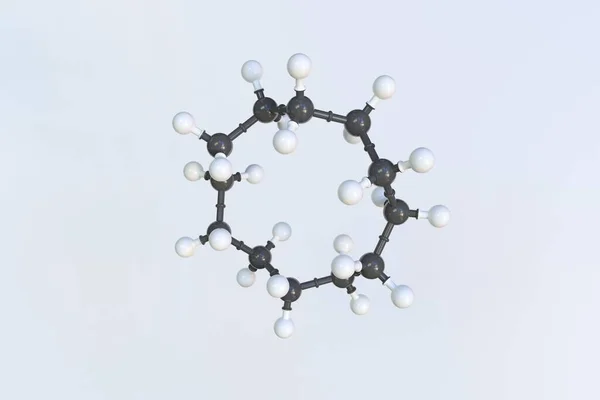 Ciklododekán molekula, tudományos molekuláris modell, hurok 3D animáció — Stock Fotó