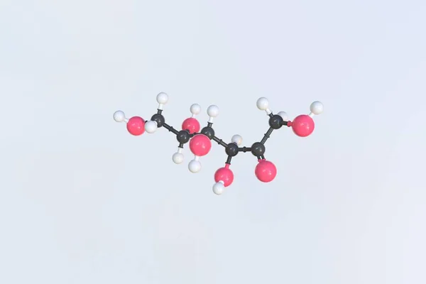 果糖分子，分离分子模型。3D渲染 — 图库照片