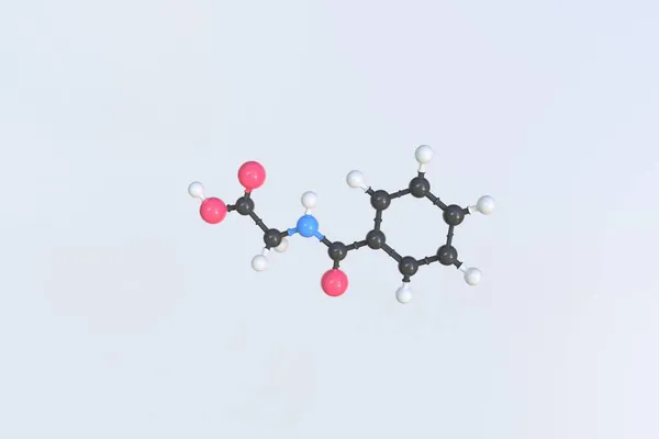 Toplardan yapılmış hipopotam asit molekülü, izole edilmiş moleküler model. 3B görüntüleme — Stok fotoğraf