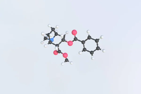 Molécula de cocaína, modelo molecular isolado. Renderização 3D — Fotografia de Stock