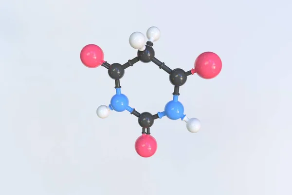 Barbituurzuurmolecuul. Geïsoleerd moleculair model. 3D-weergave — Stockfoto