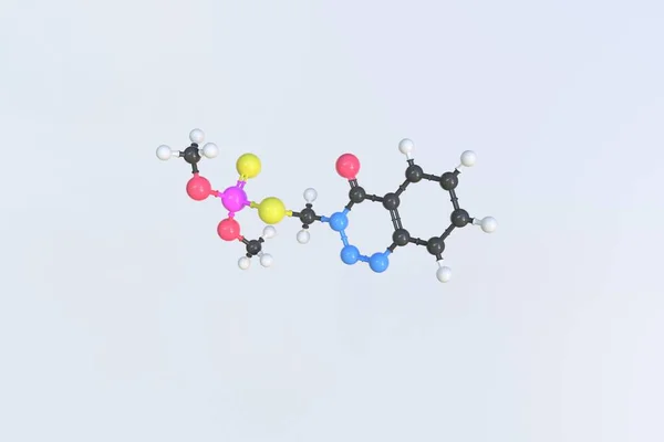 谷硫磷分子的分子分子，分离分子模型。3D渲染 — 图库照片