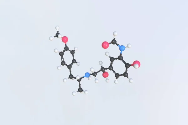 Molécula de formoterol. Modelo molecular isolado. Renderização 3D — Fotografia de Stock