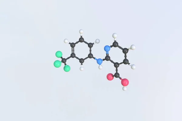 ニフルミン酸の分子、単離された分子モデル。3Dレンダリング — ストック写真